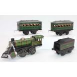 Karl Bub Continental outline green c/w 0-4-0 Roco No. 3501 with cowcatcher and 4 wheel tender No.