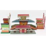 A large tray containing 3x Brimtoy stations including Model Wayside No. 53, electric Country No. S/