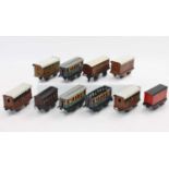 A small tray containing 11x assorted German small 4 wheel coaches mainly for the British market -