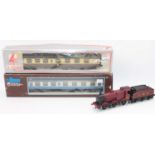 Three Lima O gauge items: 0-6-0 loco & tender LMS red No.4683 (E), BR blue & grey 1st/2nd class