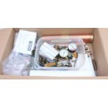 Large box of various live steam components and accessories, various parts to include gauges,