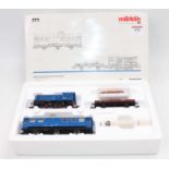 28502 Marklin diesel goods set HO comprising 0-6-0 loco blue 36274 with one blue coach, car