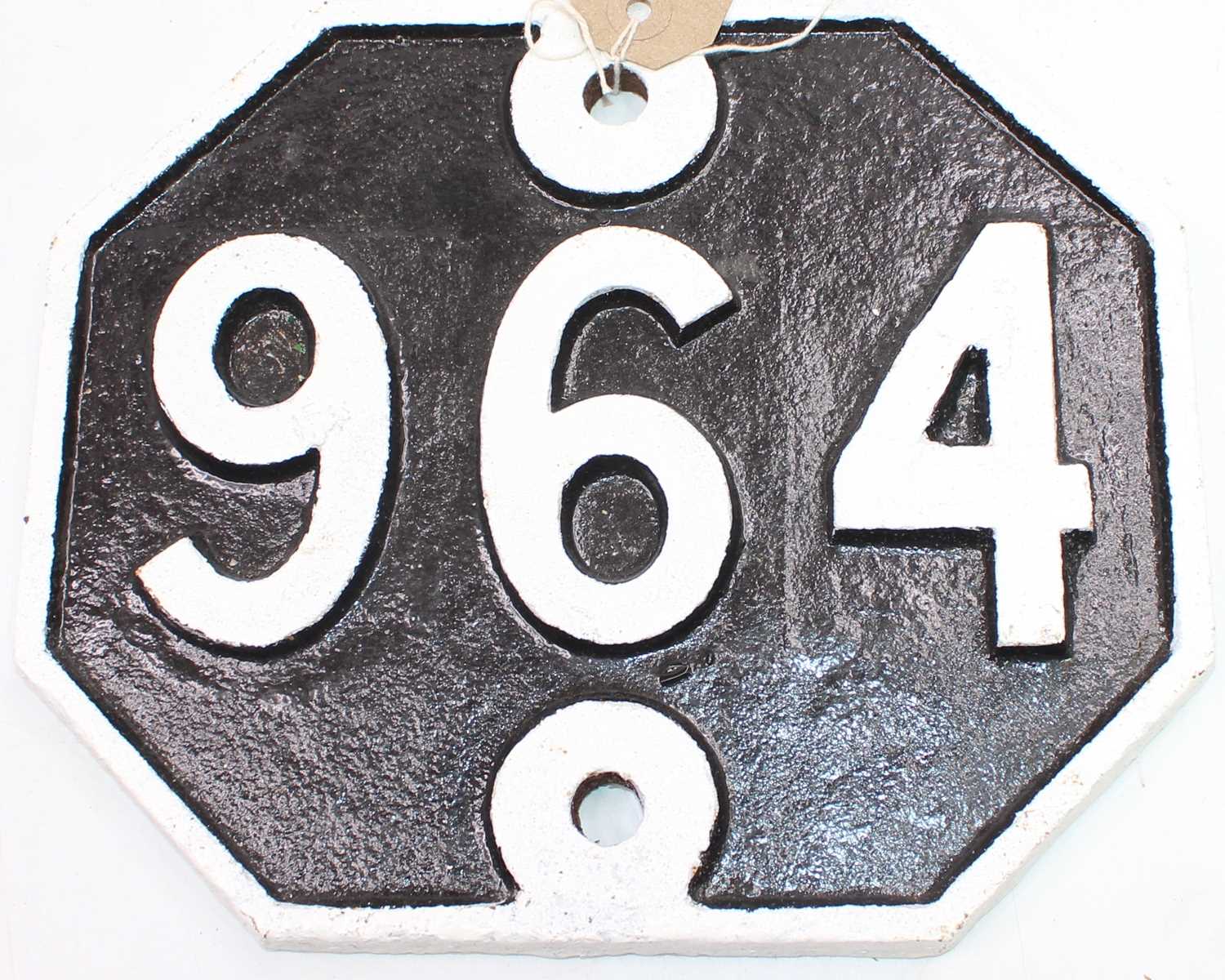 An original Great Eastern Railway bridge plate numbered 964, from the Bury-Sudbury branch within