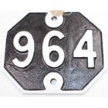 An original Great Eastern Railway bridge plate numbered 964, from the Bury-Sudbury branch within