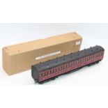 BSL LMS all/3rd bogie suburban coach, lined maroon, finescale wheels, one buffer detached but