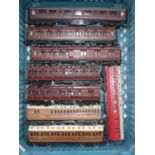 Eight bogie coaches: 4x Hornby Midland clerestory; 2x Hornby LNER clerestory; 1x Engineers red coach