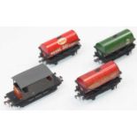 A Hornby Dublo SR brake van, brown with red ends (VG-E), a Power Ethyl tanker with 'Hand' emblem (