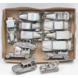 One small tray of pewter Danbury Mint, loose vintage models. To include many Rolls Royce models.(one