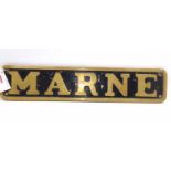 Reproduction full-size brass nameplate "Marne", the original locomotive was the LNER 4-4-0 D11