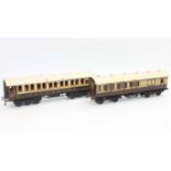 Two brown & cream coaches: Bassett Lowke 1921 LNWR br/3rd (VG); Carette design for B/L LNWR dining