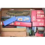 A tray of Hornby Dublo items, including 6 various locomotives (2 dismantled), 3 D14 suburban