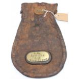 Original LNER railway leather cash bag, replated BR Thurston and Bury St Edmunds,