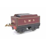 Hornby No.2 4-wheel tender LMS red, metal moulded coal added (G) will benefit by cleaning