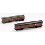 Two LNER/BR brown bogie coaches: unidentified make, all metal 1st/3rd non corridor No. E23605E