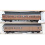 Two LNER bogie coaches: 1st/3rd suburban No. 834 and br/3rd No. 756, both made with metal sides