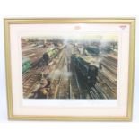 Terrence Cuneo "Clapham Junction" Framed and Glazed Limited Edition Print 461/850, signed lower