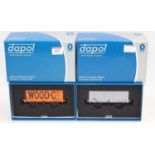 Two Dapol 0 gauge open wagons each (M-BM): 7 plank 'Wood & Co' and 8 plank P308263 BR