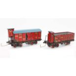 2x 1930s Bing maroon Continental outline bogie wagons with vigies including high open No. Breslau