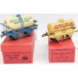 Hornby 1936-9 totally repainted Nestles Milk tank wagon on light blue standard base, ladder and