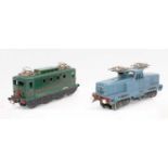 Two French Hornby electric outline locos: 1954 OBB Bo-Bo dark green 20v some corrosion to