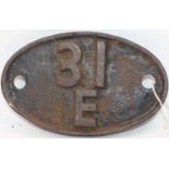 Original cast iron 31E Bury St Edmunds Shed Plate, ex Bury St Edmunds Loco