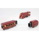 Rossignol red 0-4-0 c/w streamlined Eclair loco No. CR 300 with 4 wheel Eclair tender No. CR301 with