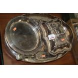 A small collection of miscellaneous silver plated wares to include entree dish and cover, twin