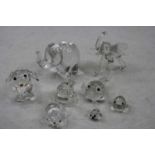 A small collection of Swarovski crystal ornaments, to include puffer fish etc; together with various