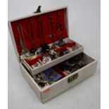 A jewellery box and contents, to include various hair pins, coral necklace, brooches etc