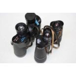 A pair of Karl Zeiss Jena Jenopten 10x50 multi-coated binoculars, in leather case; together with one