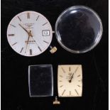 A Longines Admiral gent's watch dial and movement, being a signed silvered dial with date aperture