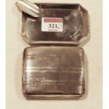 A George V silver pocket cigarette case, having engine turned decoration; together with silver