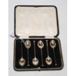 A set of six George V silver topped spoons, maker Cooper Bros & Sons, Sheffield 1934, in fitted
