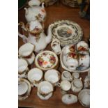A collection of various ceramics to include a Royal Albert Old Country Roses pattern part tea