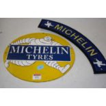 A reproduction cast metal Michelin Tyres advertising sign; together with one other Michelin sign (