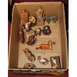 A matched plaster and carved wood collection of Christmas nativity characters, Mary & Joseph, the