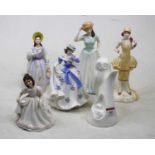 A collection of porcelain figures, to include Royal Doulton, largest 21cm (6)Condition report: Fine