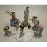 A collection of four Nao Spanish porcelain figures of ballerinas/dancers, each having printed mark