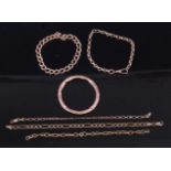 A collection of 9ct scrap gold, to include five bracelets (some lacking fastenings), and a single