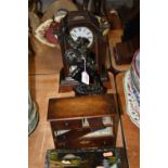 A collection of miscellaneous items, to include an early 20th century mahogany cased mantel clock,