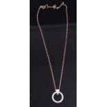 A cz set ring pendant, in 9ct gold mount and on 9ct gold neck chain, gross weight 5.4g