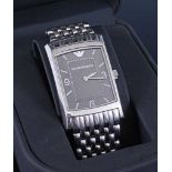 An Emporio Armani gents steel cased quartz wristwatch in box