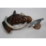 A Beswick wall mask in the form of a horse with horseshoe, model No. 807, impressed Beswick