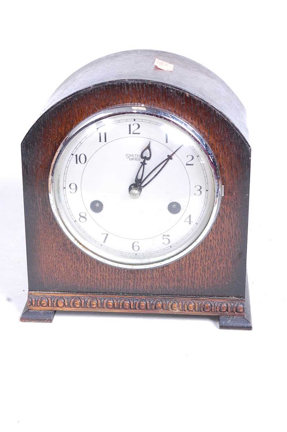 A 1930s bakelite cased eight-day mantel clock, the silvered dial showing Arabic numerals and - Image 2 of 10