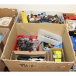 Three boxes of various diecast model vehicles, to include Crescent, Dinky etc