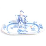 An 18th century Chinese blue and white glazed octagonal dish, with floral decoration within a diaper