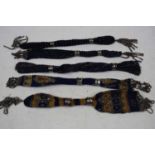 A Victorian lady's woven and beadwork miser's purse(?), having two sliding white metal collars and