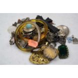 A small collection of miscellaneous items, to include a white and gem set bar brooch (lacking