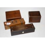 A 19th century beech tea caddy, of plain rectangular form, width 14cm, together with a 19th