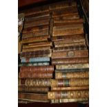 Three boxes containing a collection of 19th century and later leather bindings